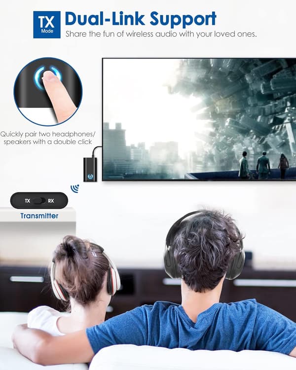 Bluetooth 5.0 Sändare och Mottagare 2 i 1 Trådlös Bluetoo