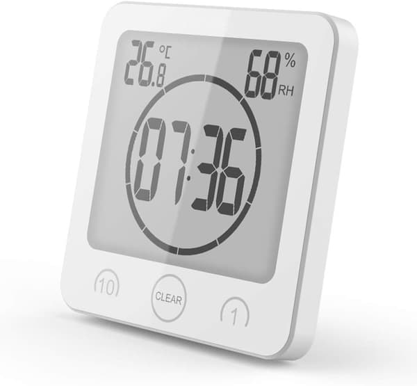 Badklock Timer Badrumstermometer Vattentät Hygrometer B