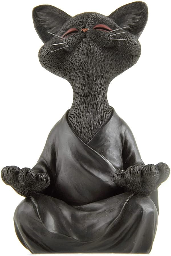 Lekfull Buddha Kattefigur, Meditasjon Yoga Samleobjekt, Katt L
