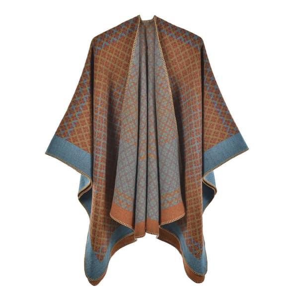 Blå geometrisk mönstrad sjalPatchy Classic Open Knit Ytterkläder Po