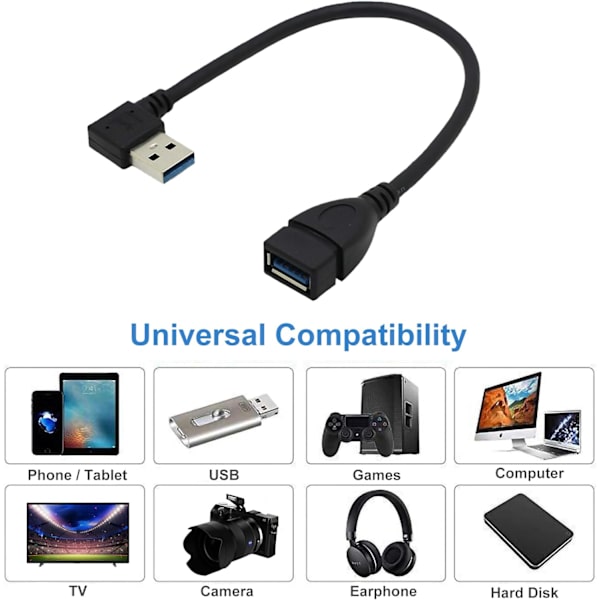2 st vänster och höger hörn USB 3.0 hane till hona förlängningskabel