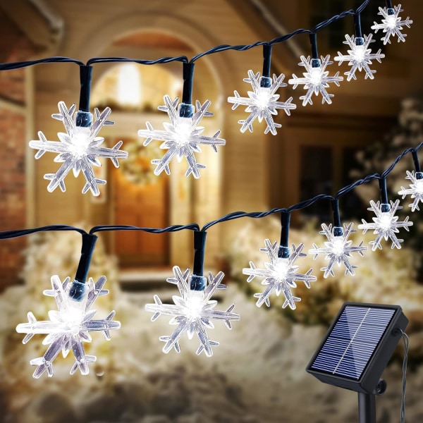 12M 100 LED Snøfnugg Julbelysning Vanntett 8 Lysmoduser O