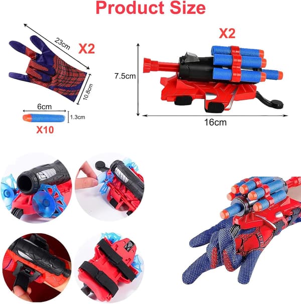 2-pack Spider-Man Launcher-handskar, plast Spider-Man Launcher Co