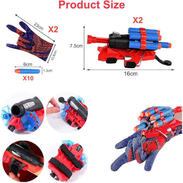 2-pack Spider-Man Launcher-handskar, Plastic Spider-Man Launcher Co