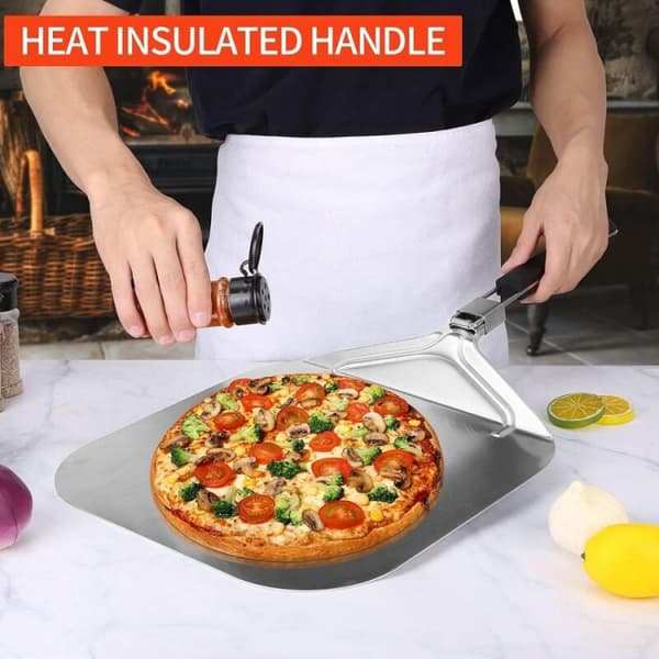Perforert pizzaskuffe, pizzaskuffe i rustfritt stål, 32x32cm, med