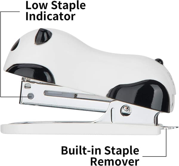 Mini söt panda skrivbordsstapler, kontorsstapler, 12 ark kapacitet