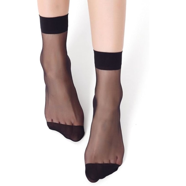 10 par dame nylon ankel korte gjennomsiktige sokker (svarte)