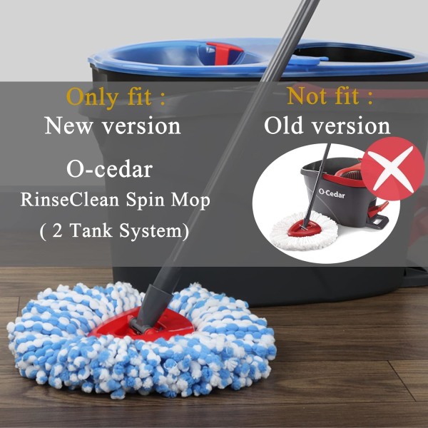 2-pakning Spin Mop Refill Reservehode Kompatibel med Ocedar Ea