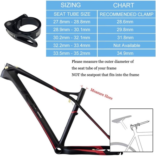Cykelstolsklämma i aluminium med snabbkoppling för sadelstolpe MTB 34.