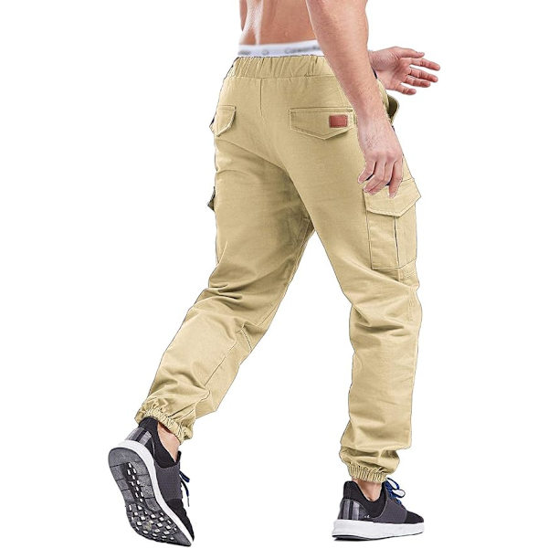 Herr Joggerbyxor Cargo Sweatpants Elastisk Midja Sweatpants Plus