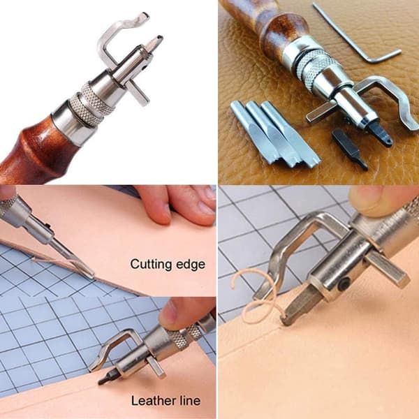 Punch Tool Kit 4 Læderklo-stansere + 1 Rilleværktøj 5 i 1