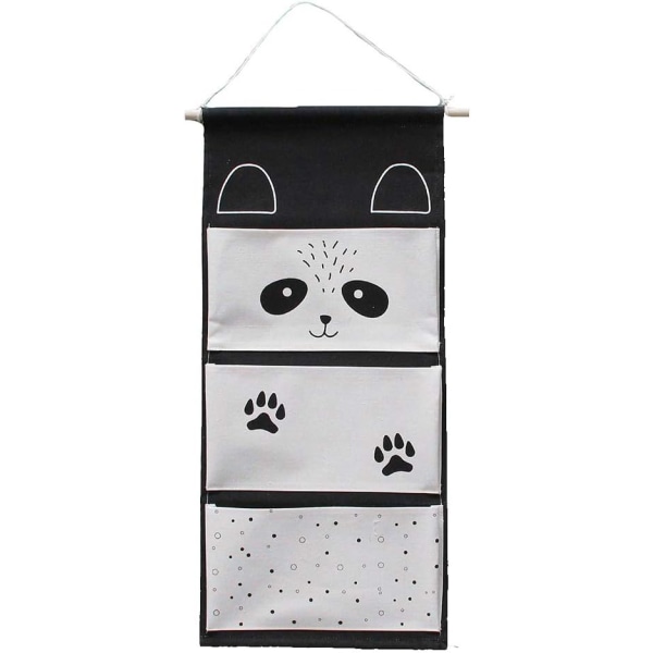1 stk Panda, sort/hvid hængende opbevaringstaske til børneværelse C
