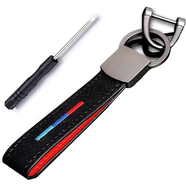 Peugeot nøglering, nøglering i læder til bil, personlig tricolor-emblem