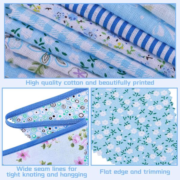 Stoffbanner Vintage Flagg Blomster Vimpel til Fest Hjem Hagedekor (Blå)