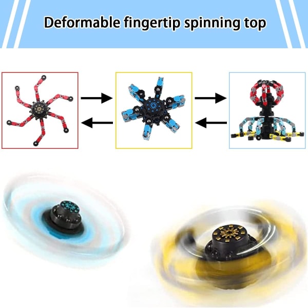 3-pak Fidget Spinners, Transformerbare Fingertip Spinners, Morsomme Sen