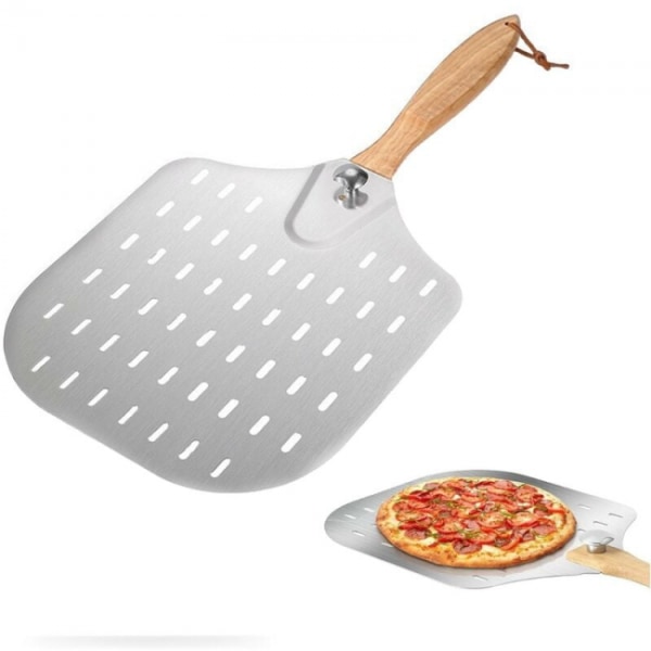 Perforert pizzaskuffe, pizzaskuffe i rustfritt stål, 36x31cm, pizza