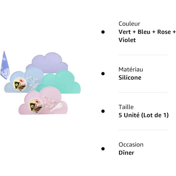 4 set (grön+blå+rosa+lila) silikonunderlägg för barn, halkfria