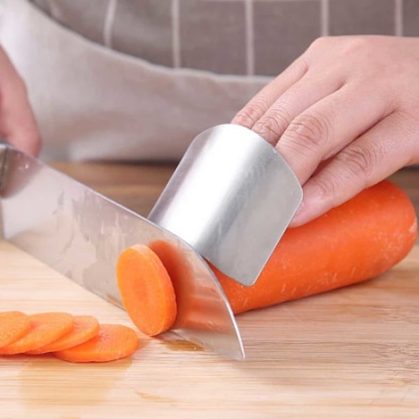 Fingerskydd i rostfritt stål - skär grönsaker, kött silver