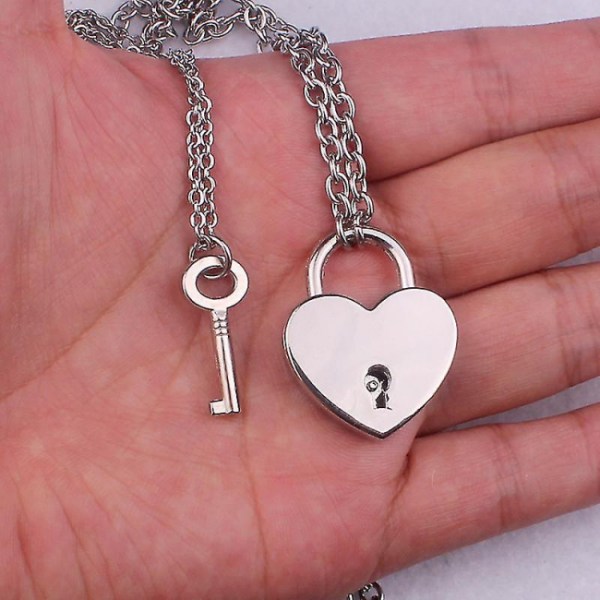 New Layered Chains Hiphop Punk Stainless Steel Padlock Necklace M