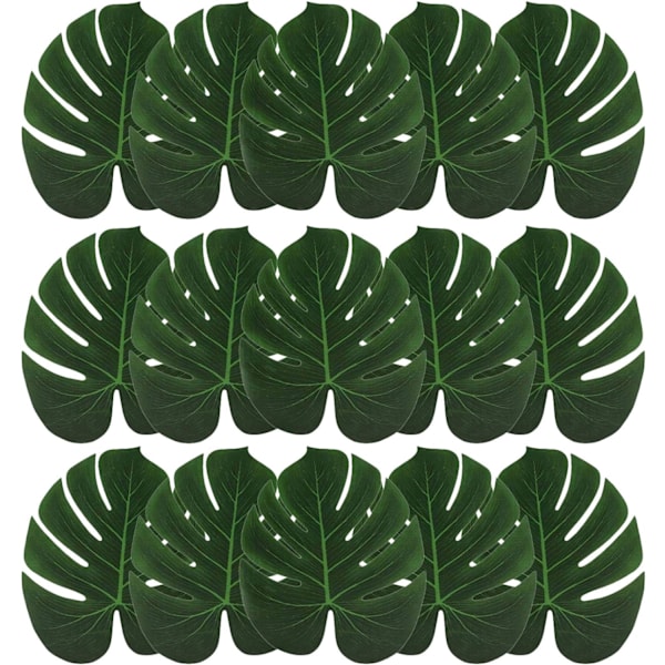 15-pack konstgjorda palmblad för hawaiiansk inredning, luau, safari