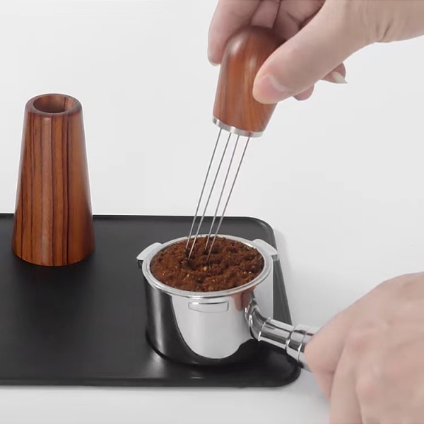 Espresso Kaffe Omrörare Kaffepulver Hand Tamper Distributör