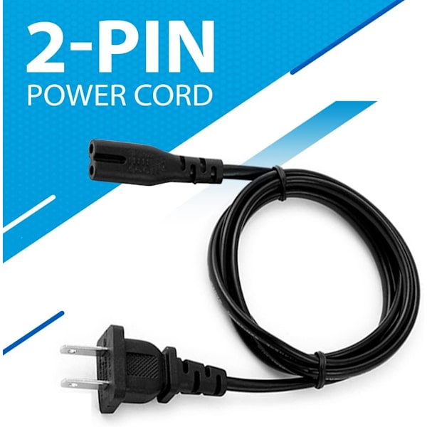 AC 2-polig C8-strömkabel 5ft Standard 250V för TV PS4 PS5 Högtalare