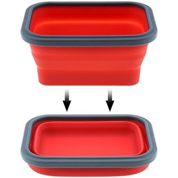 4 stk. sammenklappelige silikone madbeholdere med BPA-fri madbeholder med lufttætte plastiklåg til køkken (rød)