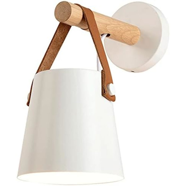 E27 Moderne vegglampe i metall, smijern og tre