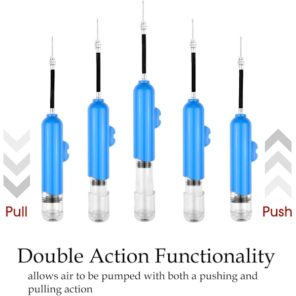 2-nåls boldpumpe, mini manuel luftpumpe, bærbar tovejs oppustning