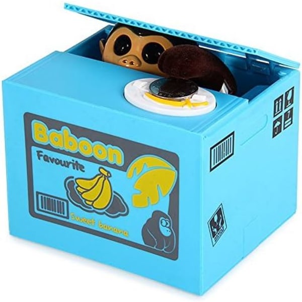 Automaattinen apinan kolikkolaatikko Rahasäästölaatikko Rahan varastaminen Apina säästöpossu sarjakuva Sähköinen säästöpossu lelu