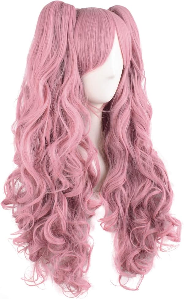 28\"/70cm Lång Lockig Flätad Damperuk (Rosa)