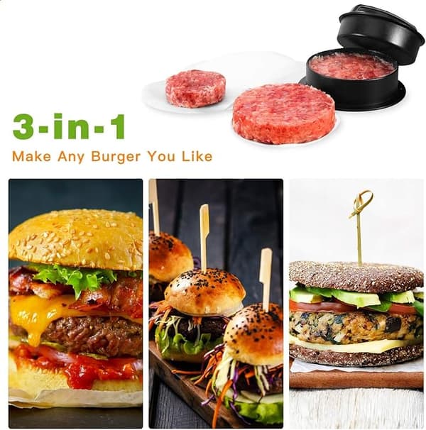 3-i-1 Hamburgerpresse - Lav perfekte magre hakkebøffer |