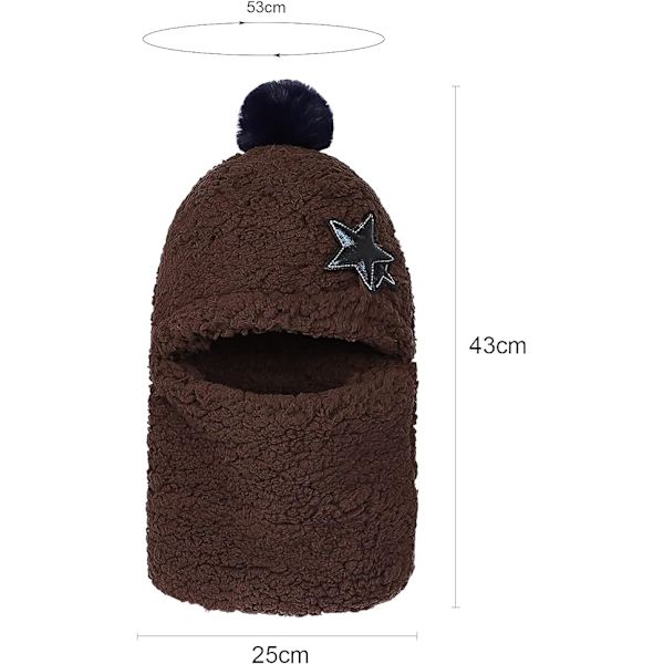 1 st Kaffe (58-60 cm) Barn Pojkar Flickor Vintermössa Fleece 3 i 1 Beani