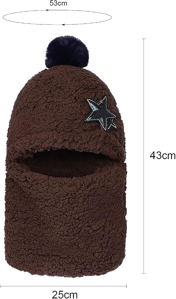 1 stk Kaffe (58-60cm) Barn Gutter Jenter Vinterlue Fleece 3 i 1 Lue