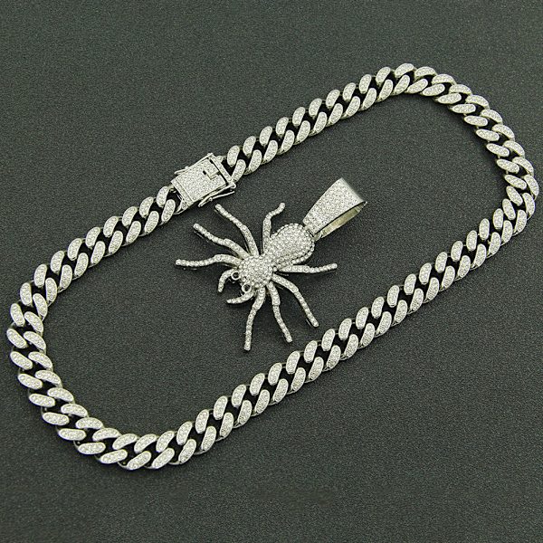 Hopea 1 Hip Hop Iced Out Spider -riipus kaulakoru Micropave-tekniikalla