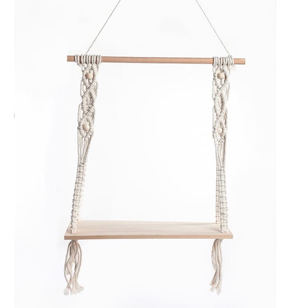 Væghylde Træ Makrame Boheme Deco Planter Simpel Kvast Manuel
