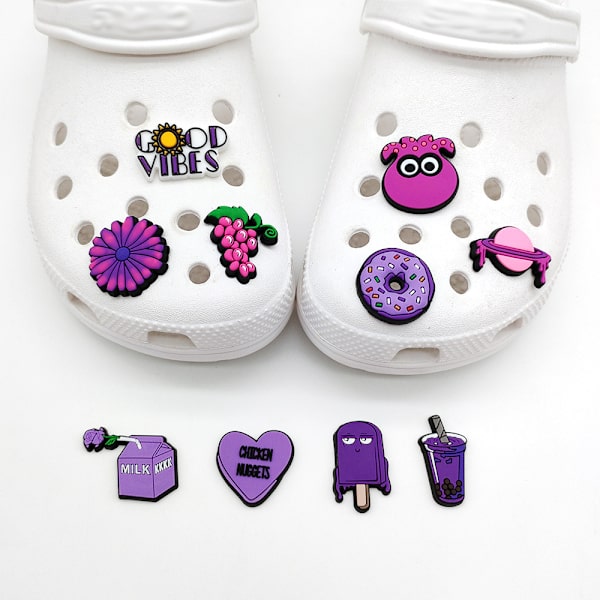 10 stk. lilla serie Crocs sko blomstersko spænde blød lim DIY