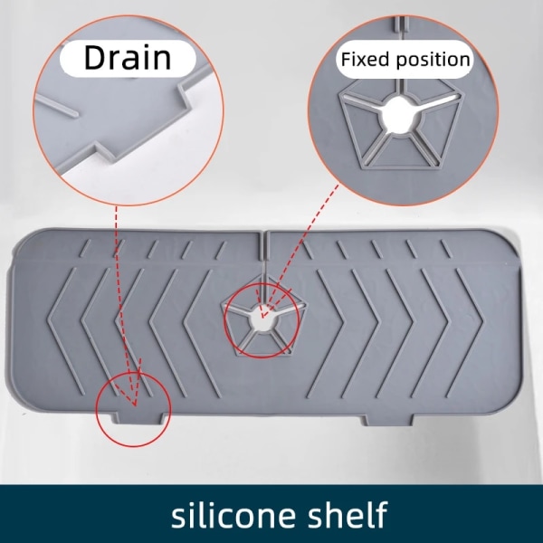 Silikonkranmatta för kök, stänkskydd för diskho, avloppsskydd för kran
