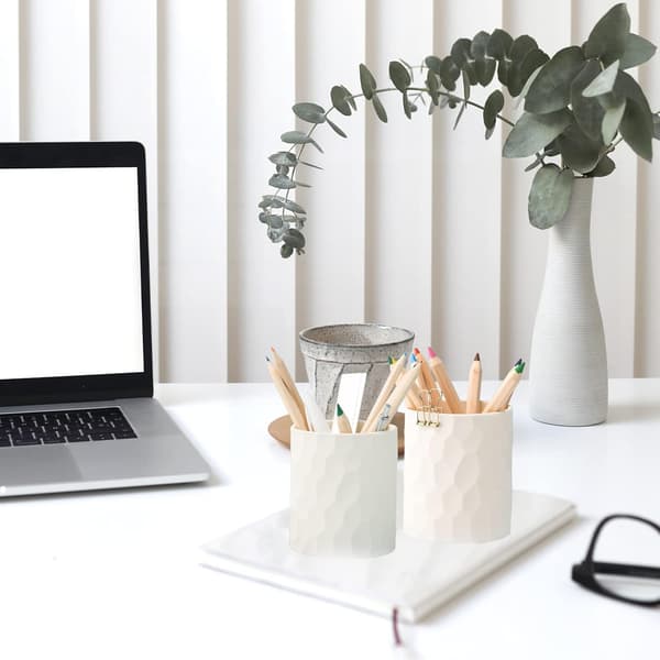 (Beige) Simple Pen Holder, Nordic Style Desktop Silicone Waterpro