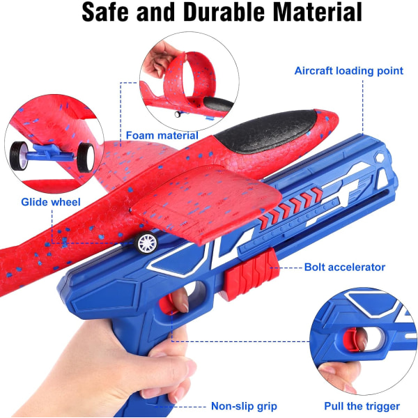 Launcher Toy, skumkastande glidflygplan med katapultpistol, Indoo