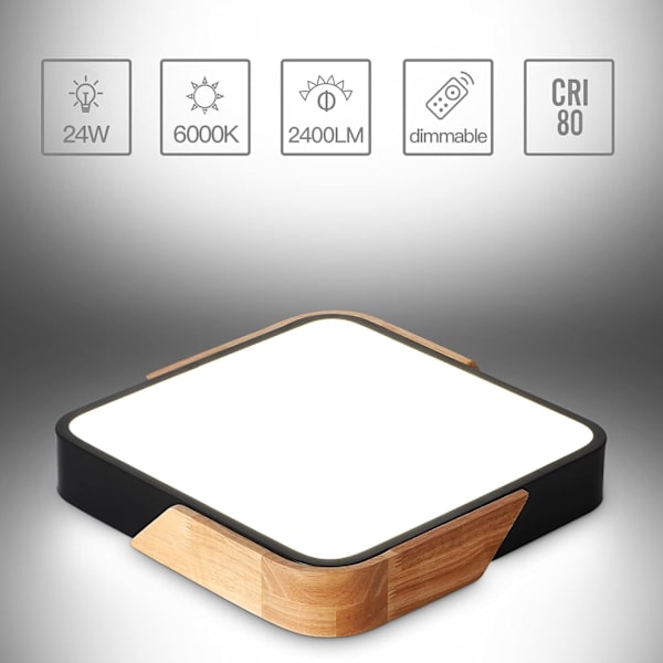 LED-taklampe 24W taklampe med fjernkontroll justerbar