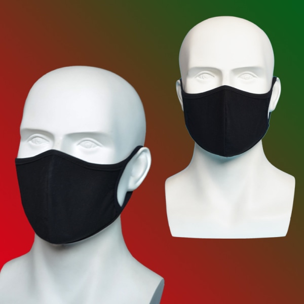 Genanvendelige ansigtsmasker, Unisex voksen bomuld, sort, One Size Pakke med