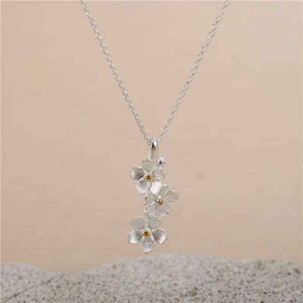 Äkta 925 Sterling Silver Lång Elegant Blomhänge Mode Smycke