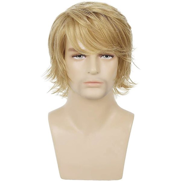 Lys blond kort myk lagdelt blond parykk