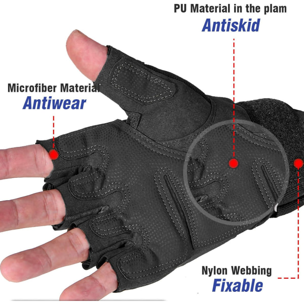 Tactical Half Finger Gloves Motorcykelhandsker Anti-slip Army Mili