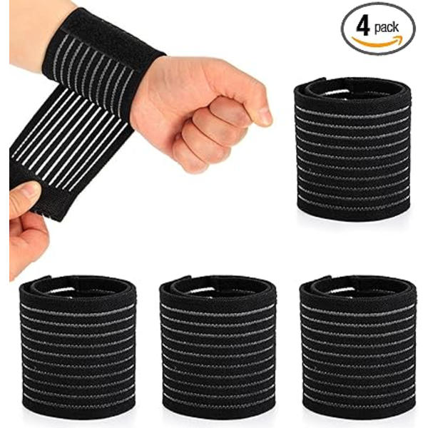 4-pack ventilerande polyester elastiska handledsremmar för tennis, gym,