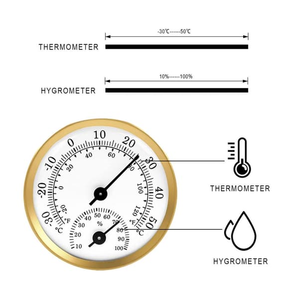 2 stk. til drivhus guld hygrometer pointer temperatur fugtighed