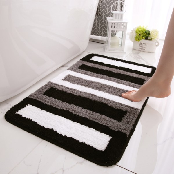 Skridsikker bademåtte køkkenmåtte fluffy bademåtte blød mikrofiber brusebadsmåtte hurtig tørrende vandabsorberende maskinvaskbar - 50x80cm (rød og hvid)