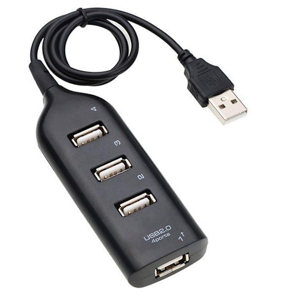 USB 2.0 Hub til 4 porte Sort