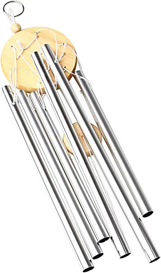 Vindspil, 65cm træ vindspil med 6 aluminium hule rør